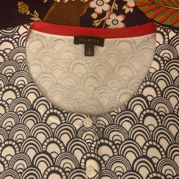Talbots Printed 3/4 Sleeve Cardigan - NWOT - Picture 2 of 8